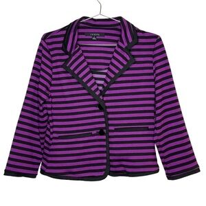 SANDRO Studio Striped Blazer Wednesday Addams Dark Academia Black Purple